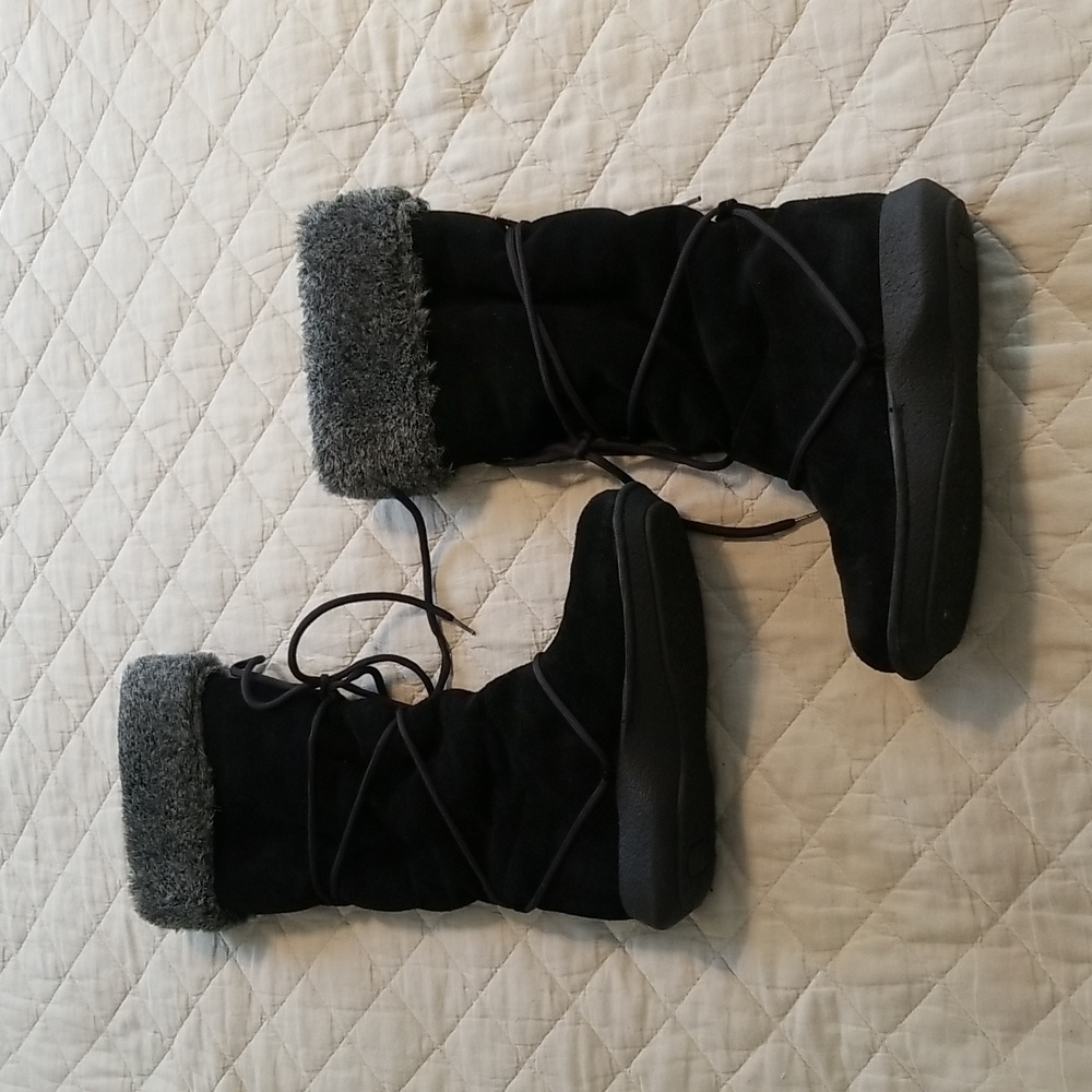 Made in Spain Leather Suede Tall Boot with Fur Lining